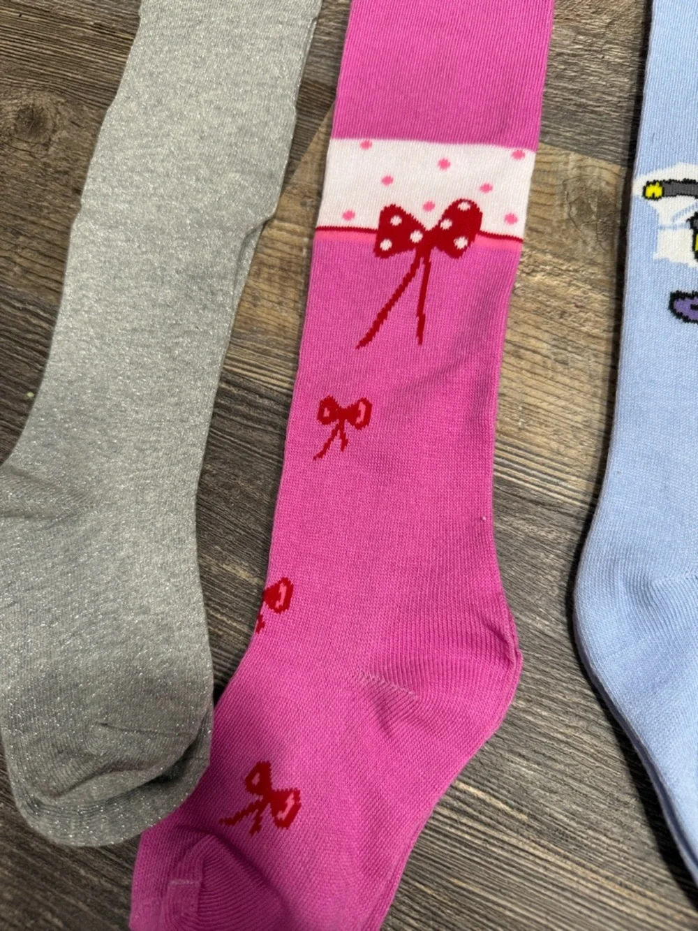 3 Kids Tights Pack - Pink, Light Blue & Gray